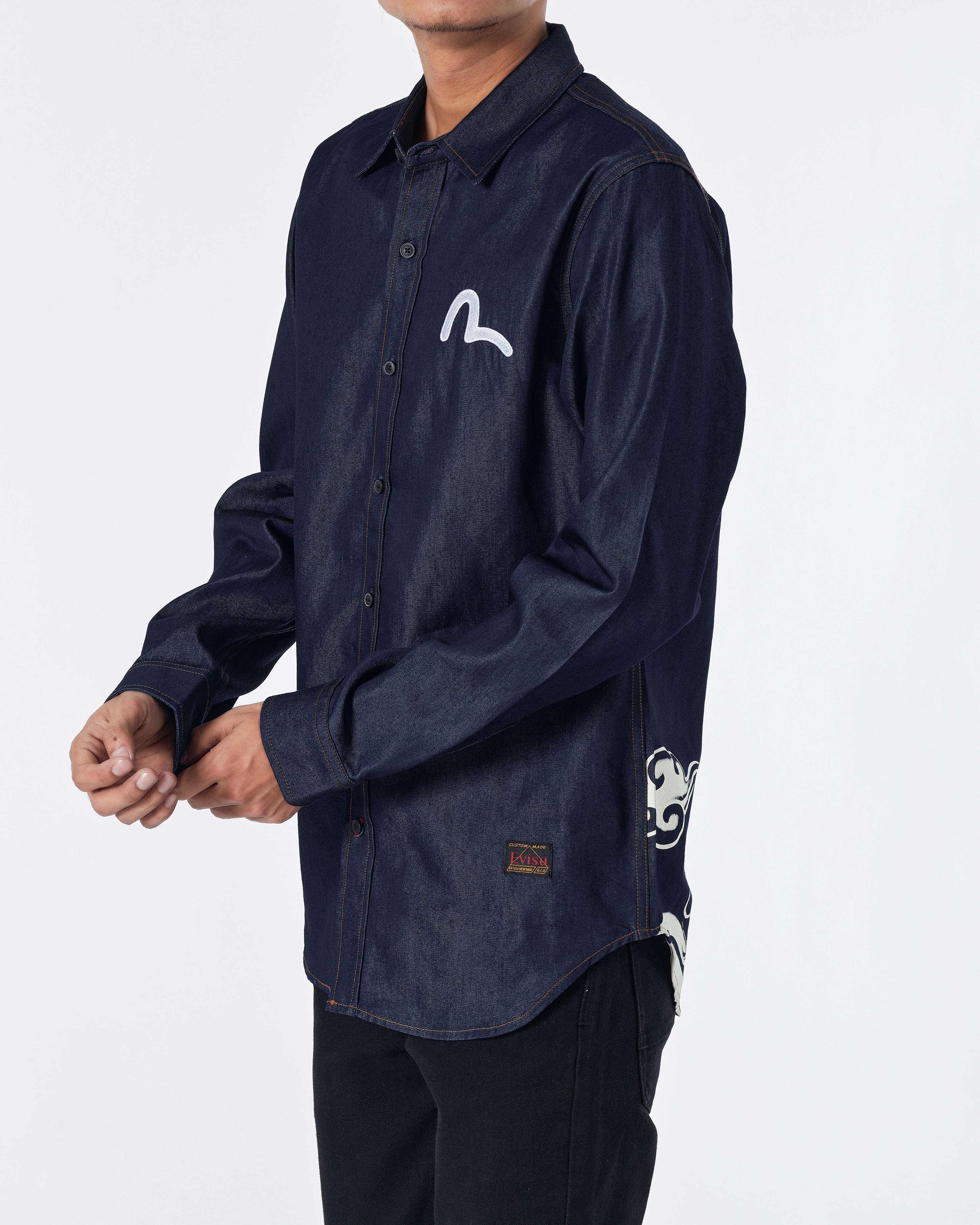 Taka Eagle Print Men Denim Long Sleeve Shirt 34.90