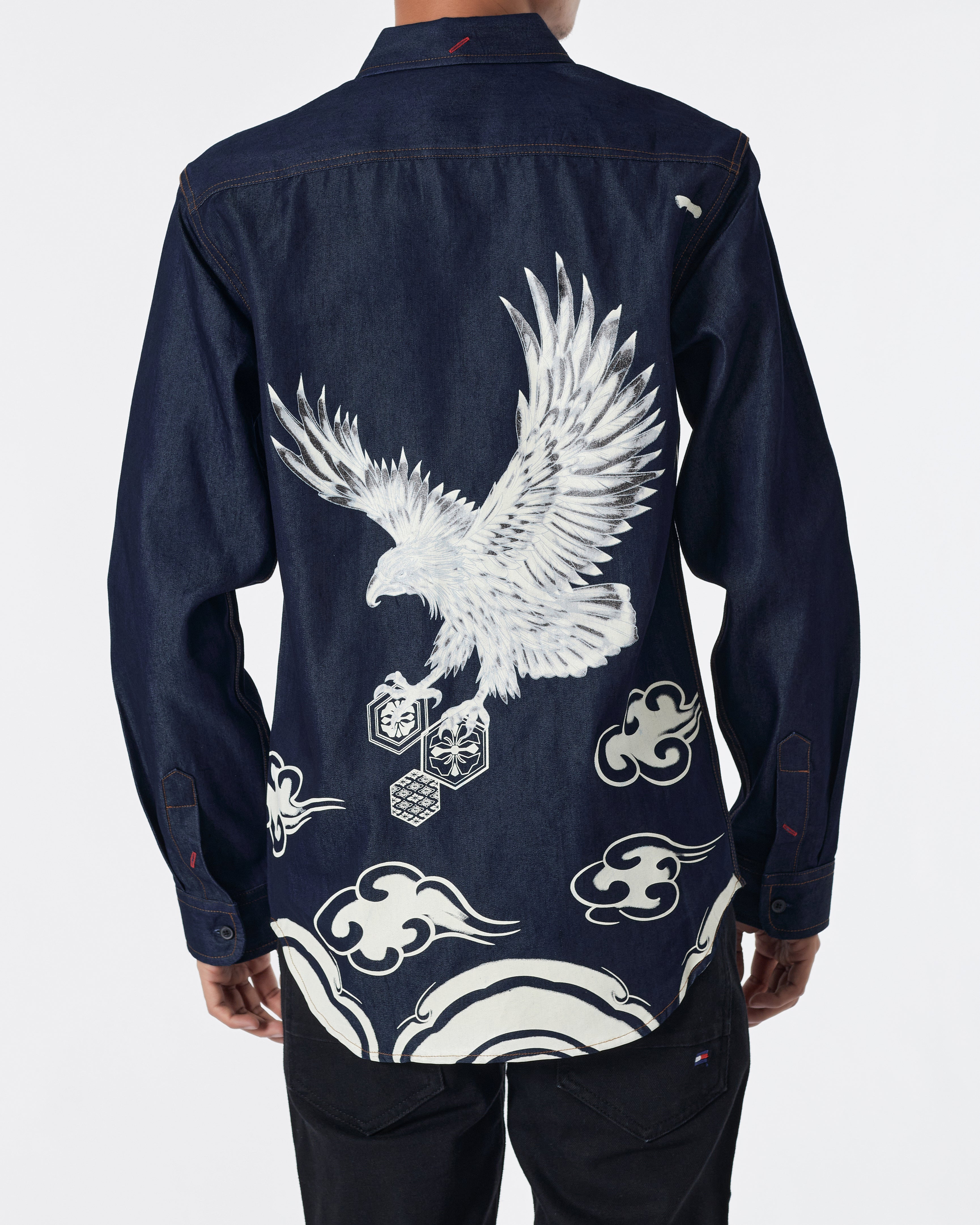 Taka Eagle Print Men Denim Long Sleeve Shirt 34.90