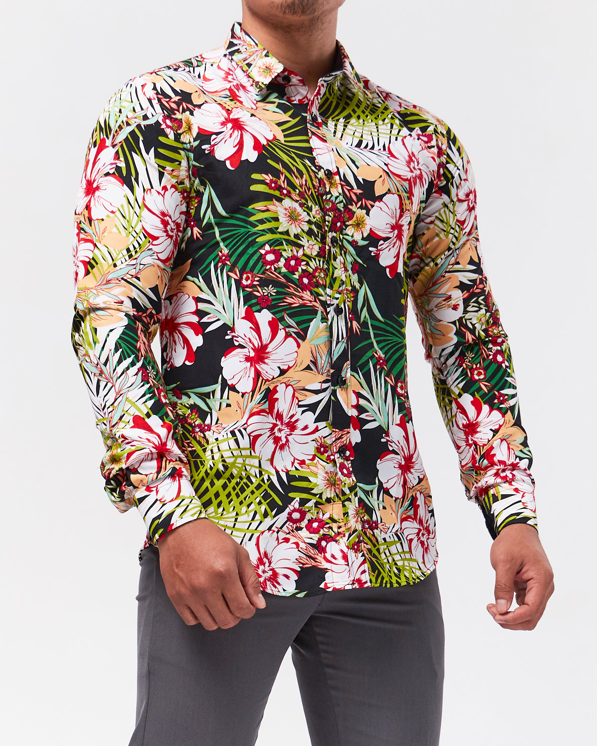 Floral Printed Men Shirt Long Sleeve 21.90