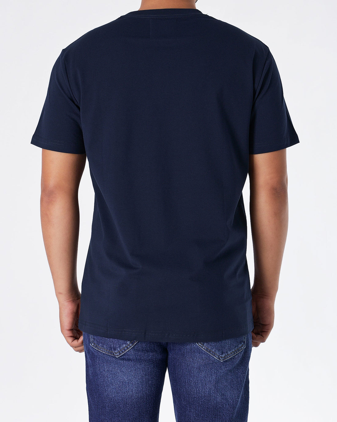 MOI OUTFIT-ABA Plain Color Men Dark Blue T-Shirt 14.90
