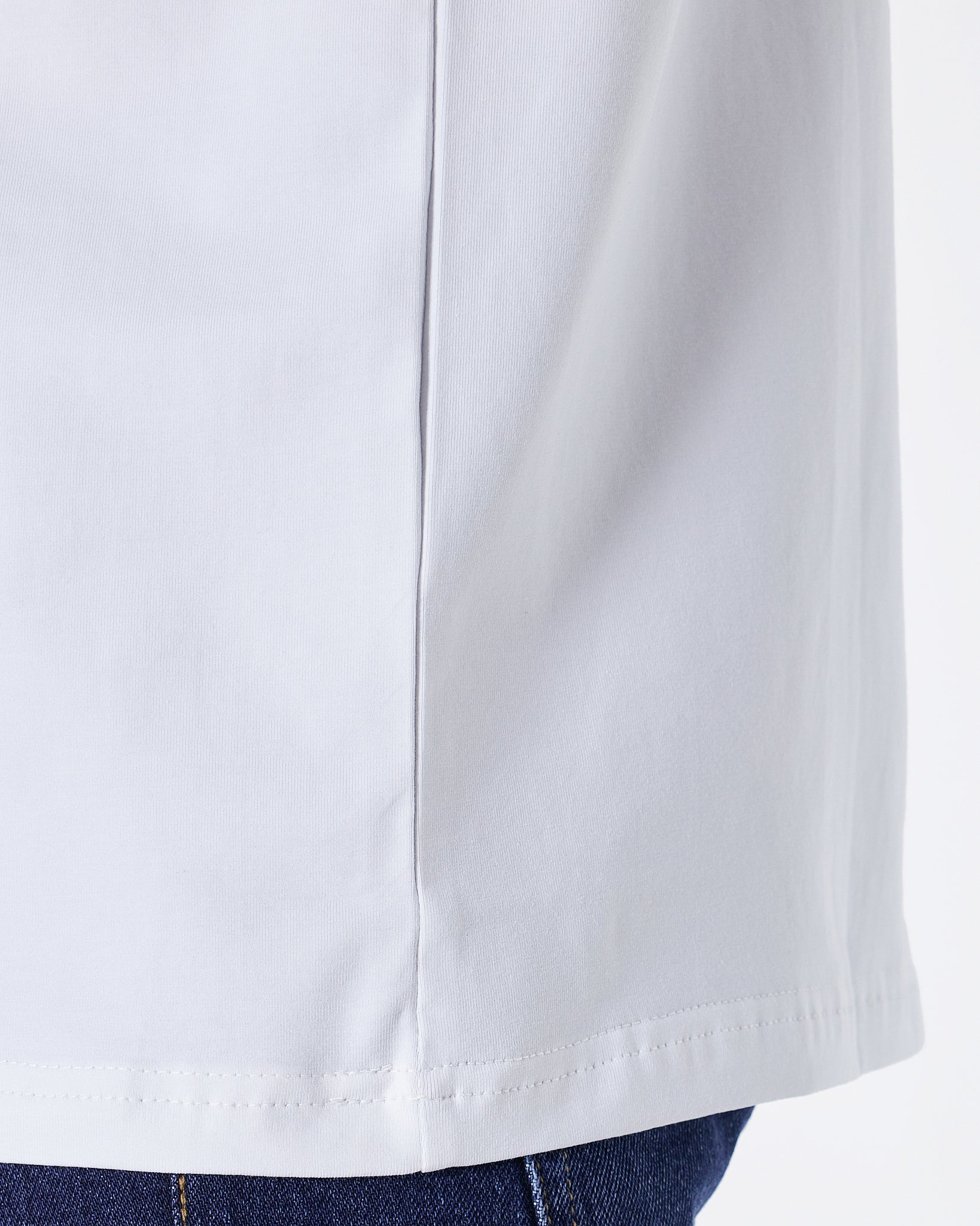 MOI OUTFIT-ABA Plain Color Men White T-Shirt 14.90