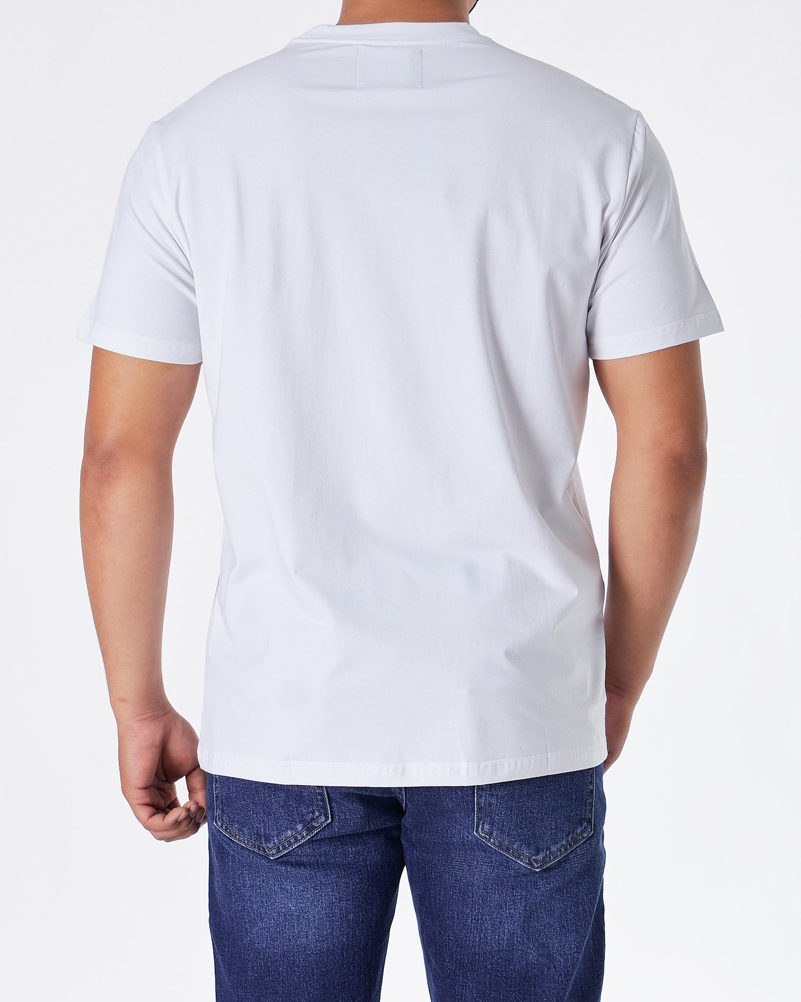 MOI OUTFIT-ABA Plain Color Men White T-Shirt 14.90