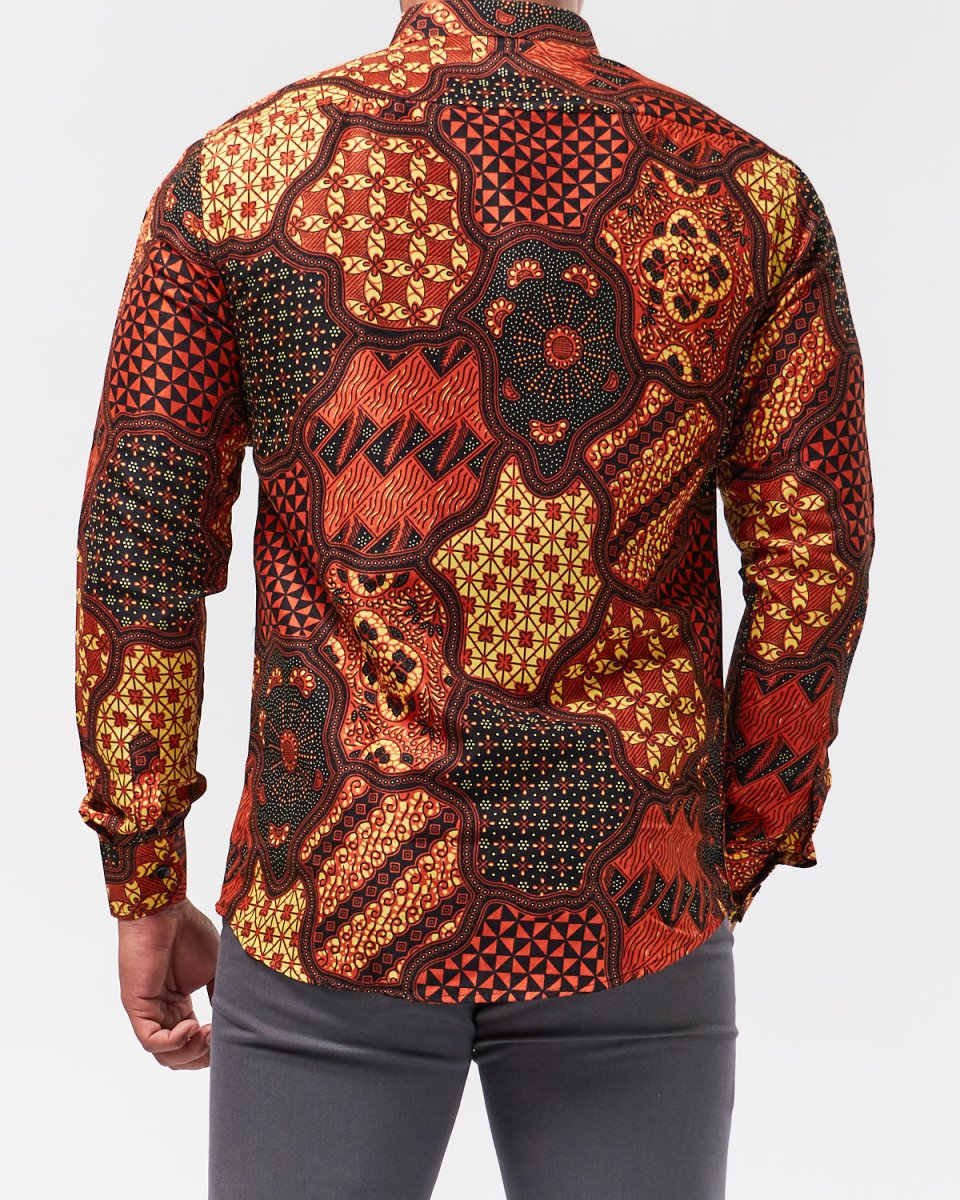 MOI OUTFIT-Antique Pattern Printed Men Shirt Long Sleeve 22.90
