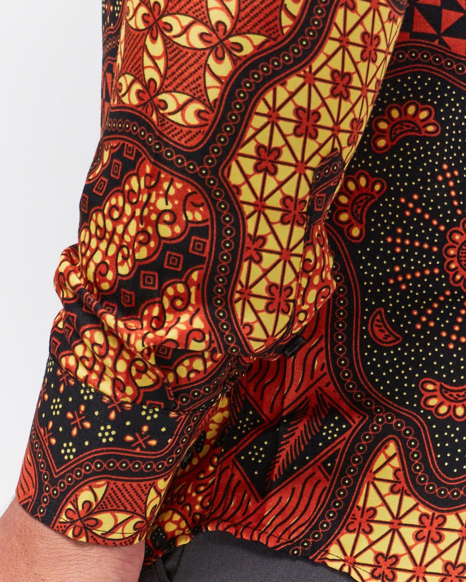 MOI OUTFIT-Antique Pattern Printed Men Shirt Long Sleeve 22.90