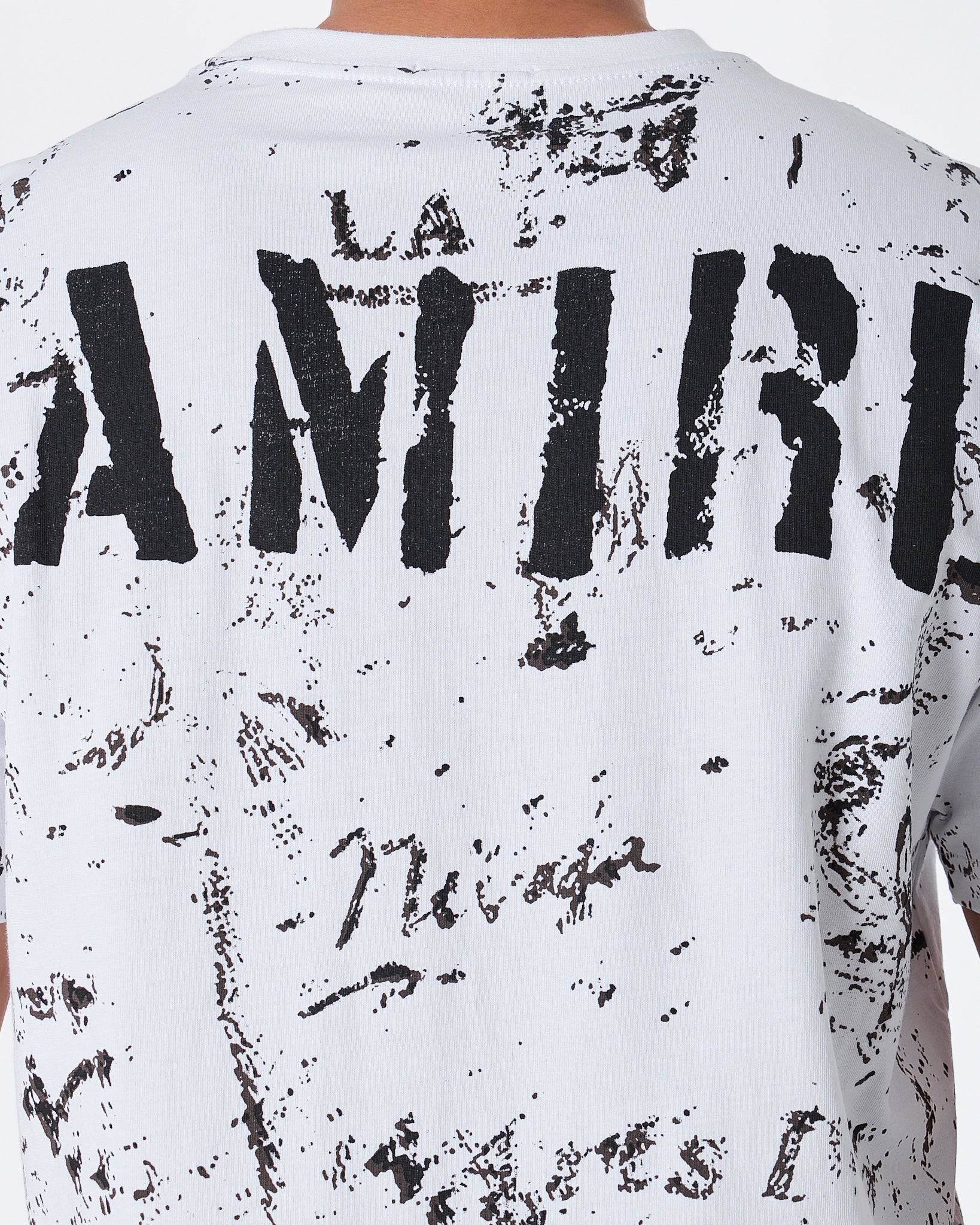 MOI OUTFIT-ARM Ink Splash Men White T-Shirt 24.90