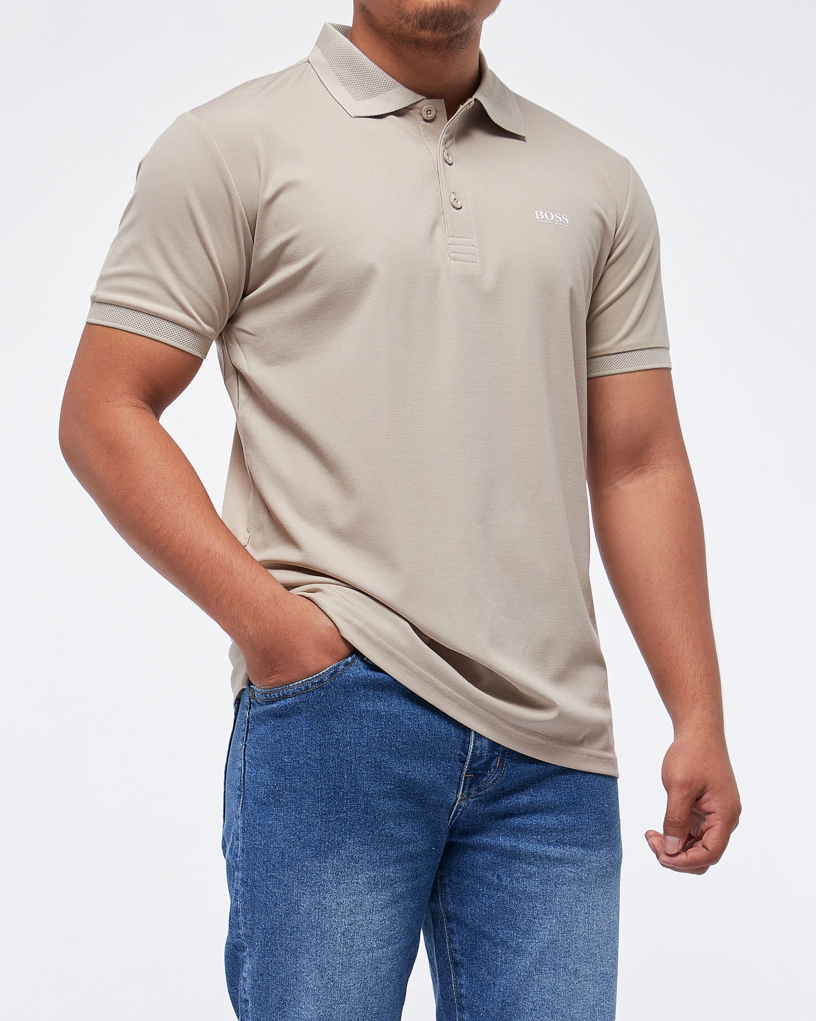 MOI OUTFIT-Boss Logo Printed Men Polo Shirt 22.90