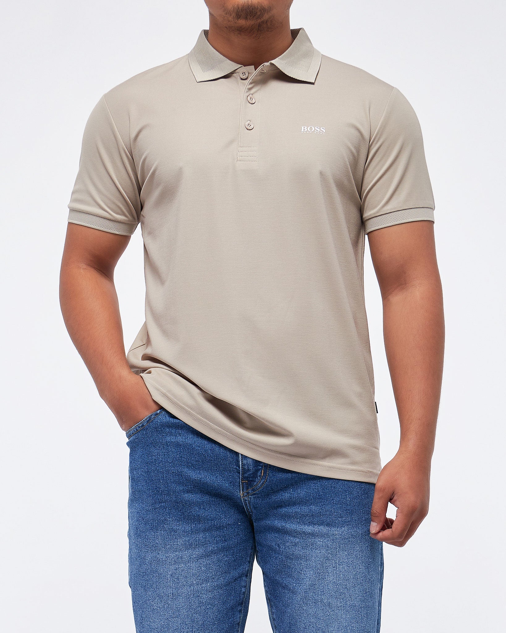 MOI OUTFIT-Boss Logo Printed Men Polo Shirt 22.90