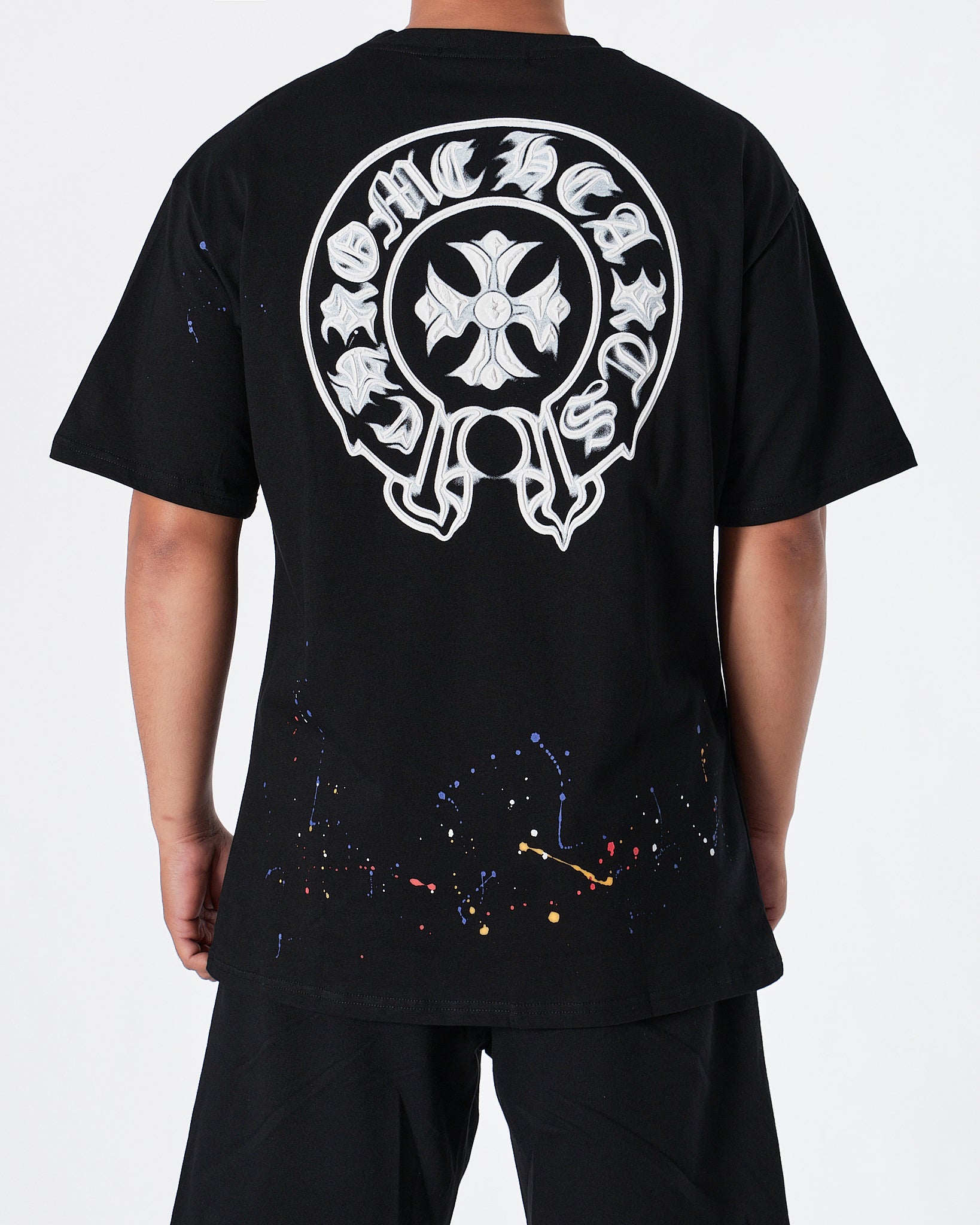 MOI OUTFIT-CH Ink Splash Men Black T-Shirt 24.90