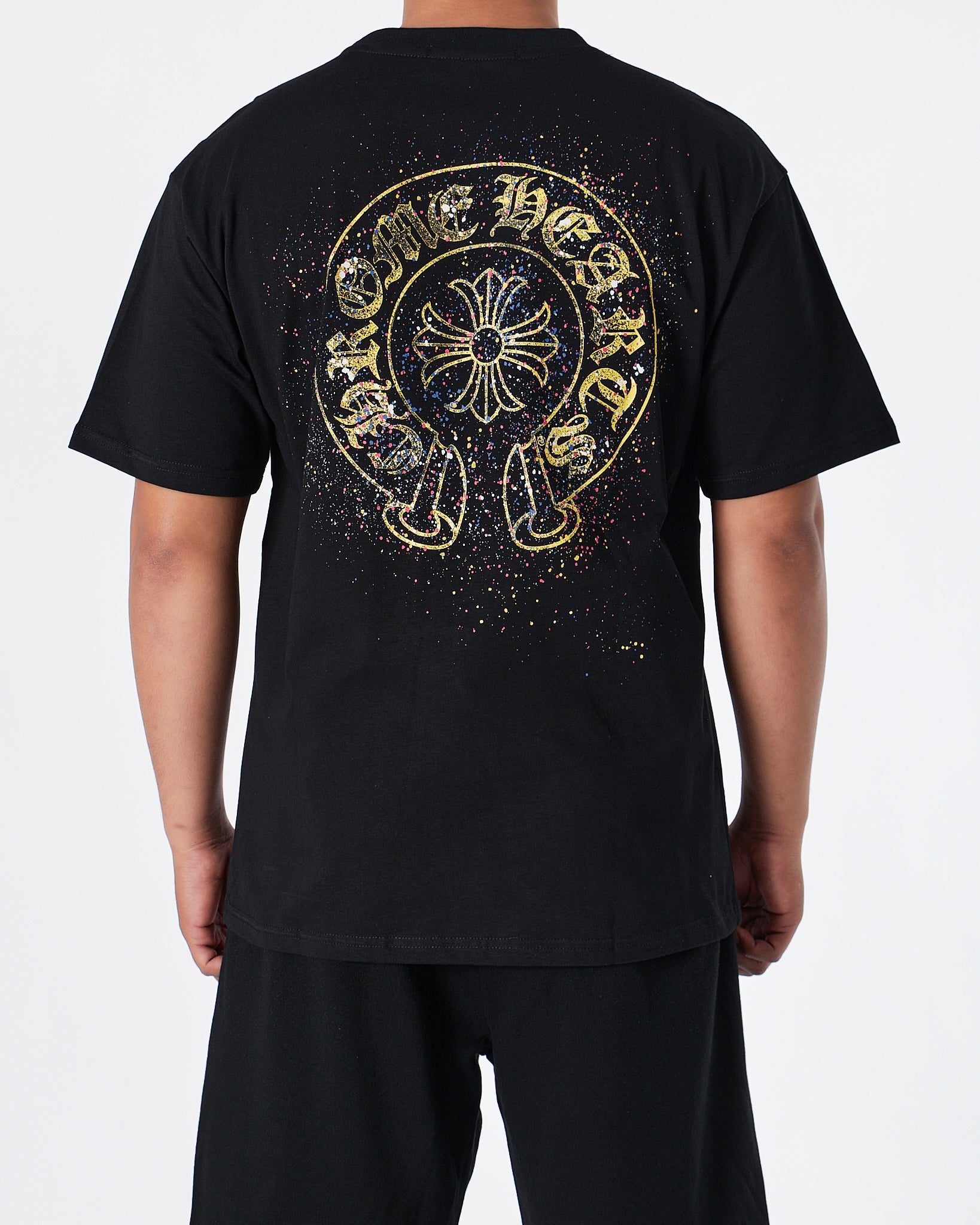 MOI OUTFIT-CH Round Crooss Back Men Black T-Shirt 22.90