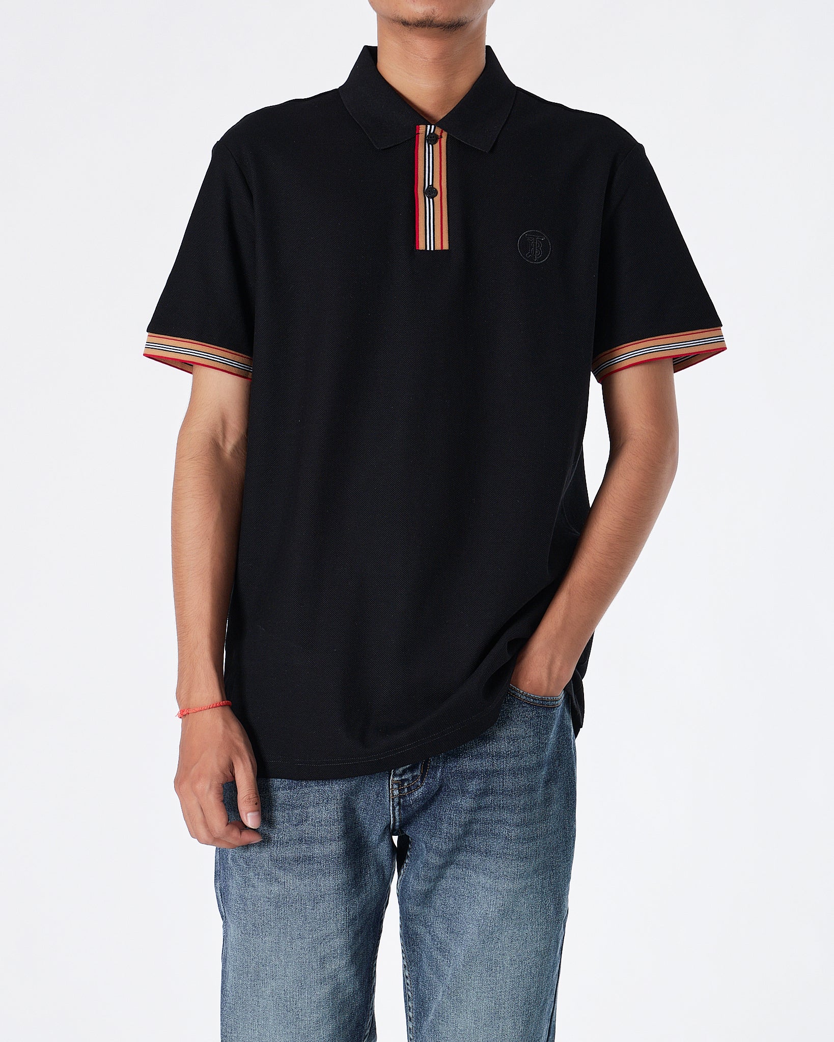 MOI OUTFIT-Collar Striped Men Polo Shirt 55.90