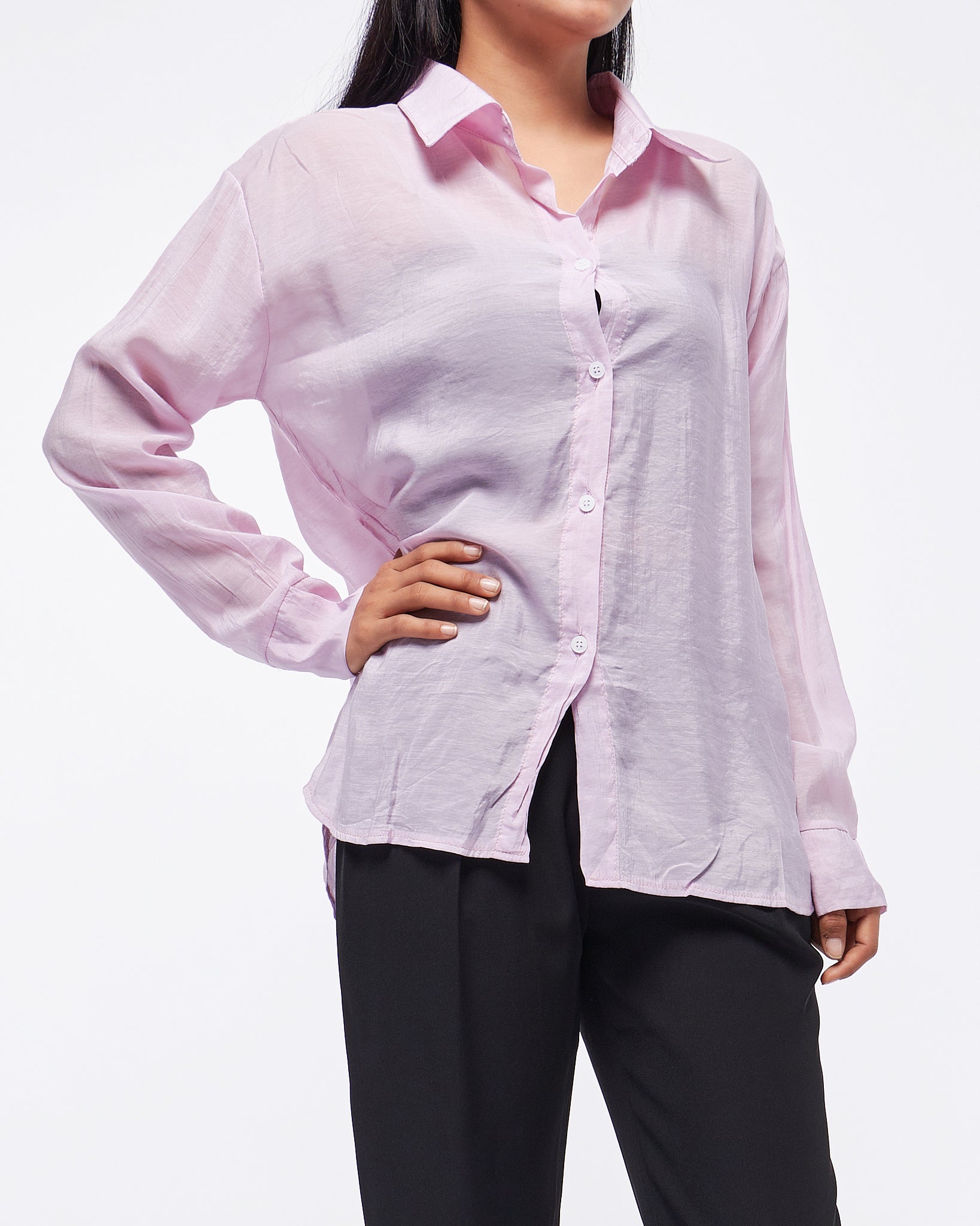 MOI OUTFIT-Cross Back Lady Shirts Long Sleeve 14.90