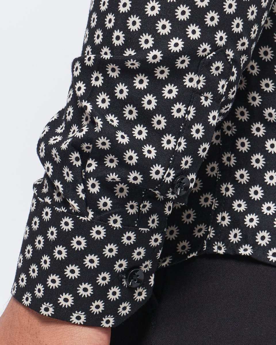 MOI OUTFIT-Dots Over Printed Men Long Sleeve Shirt 22.90