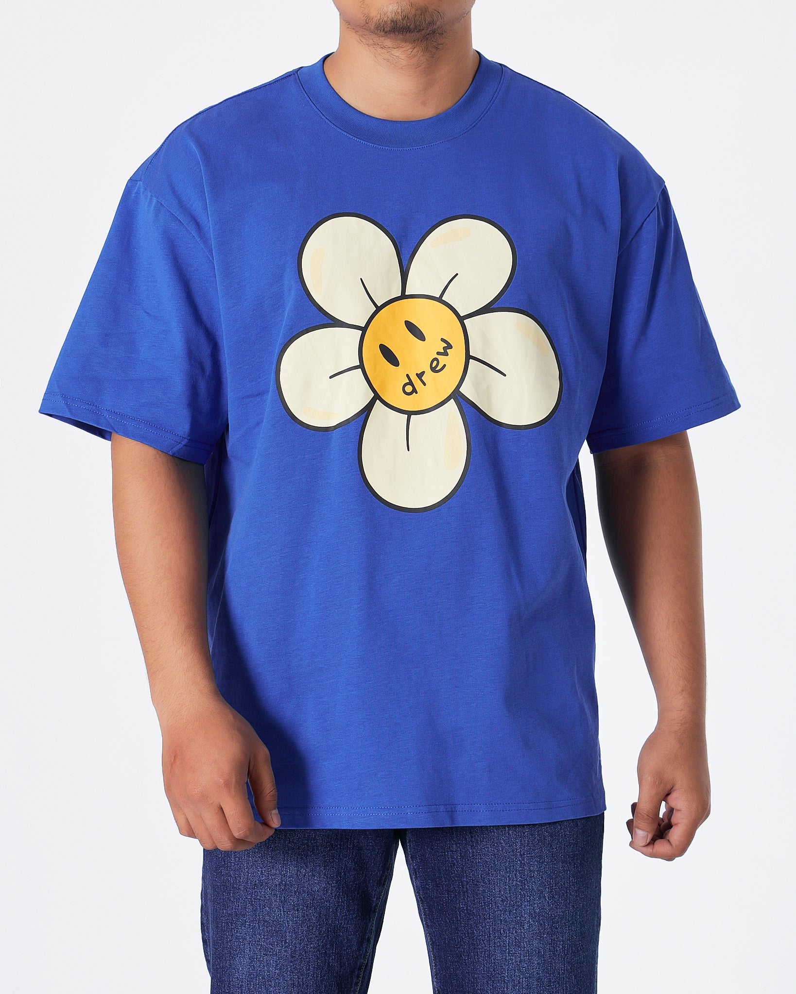 MOI OUTFIT-DRE Flower Smiling Unisex Blue T-Shirt 19.90