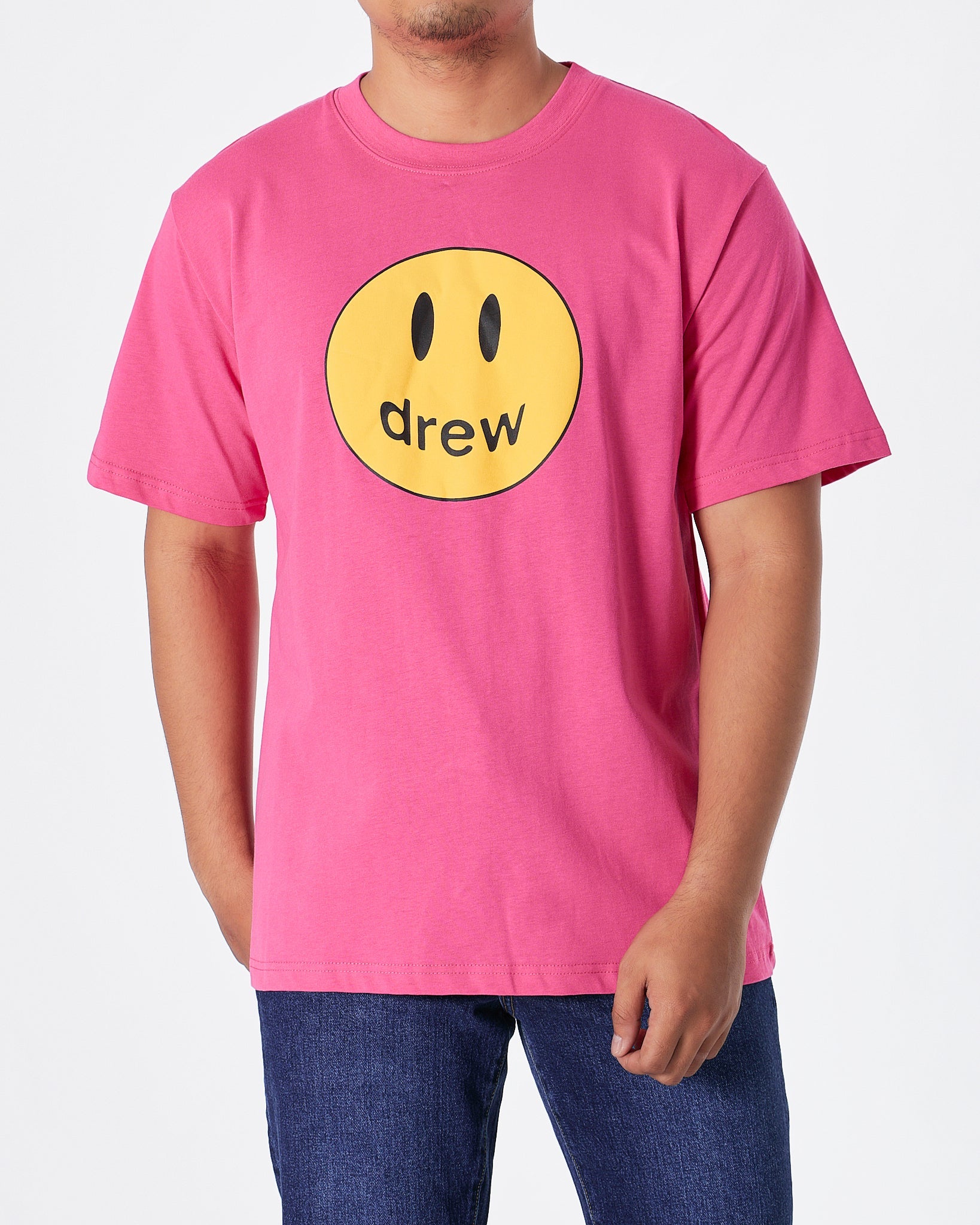 MOI OUTFIT-DRE Smiling Face Unisex Pink T-Shirt 18.90