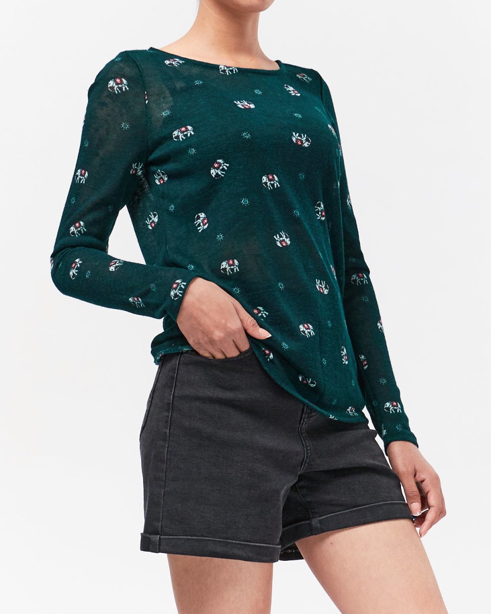MOI OUTFIT-Elephant Over Print Lady T-Shirt Long Sleeve 9.90