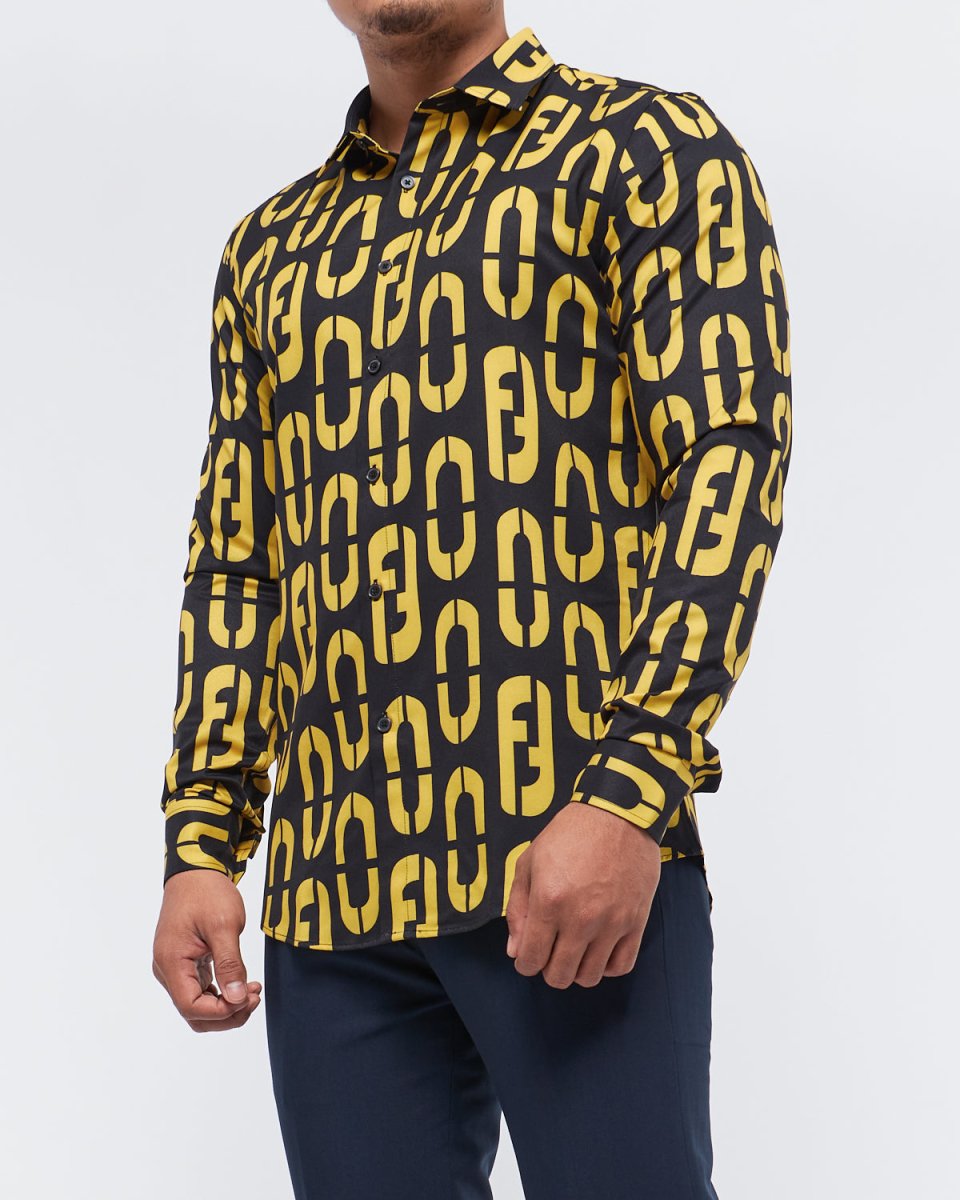MOI OUTFIT-FF Logo Over Printed Men Long Sleeve Shirt 24.90