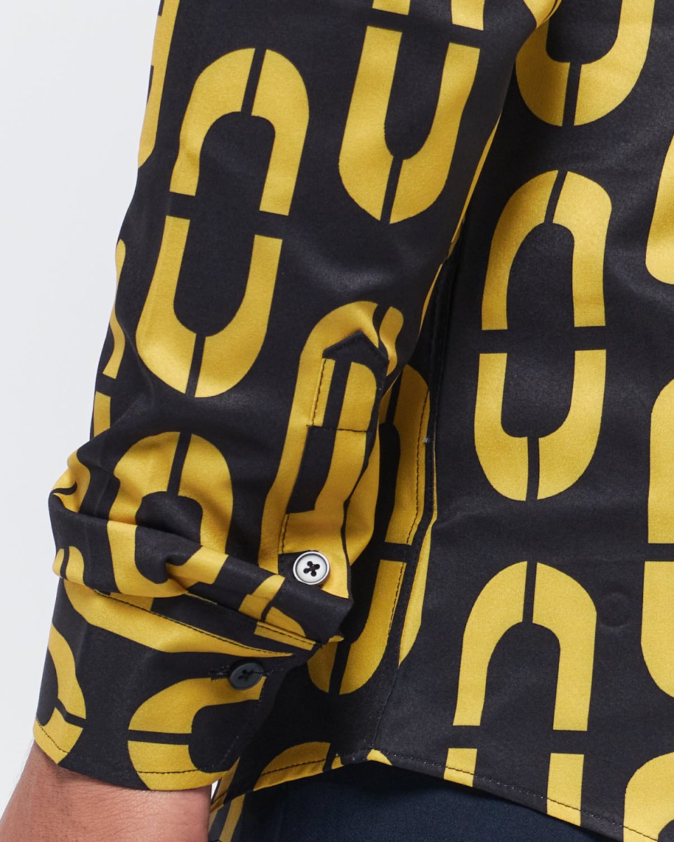 MOI OUTFIT-FF Logo Over Printed Men Long Sleeve Shirt 24.90