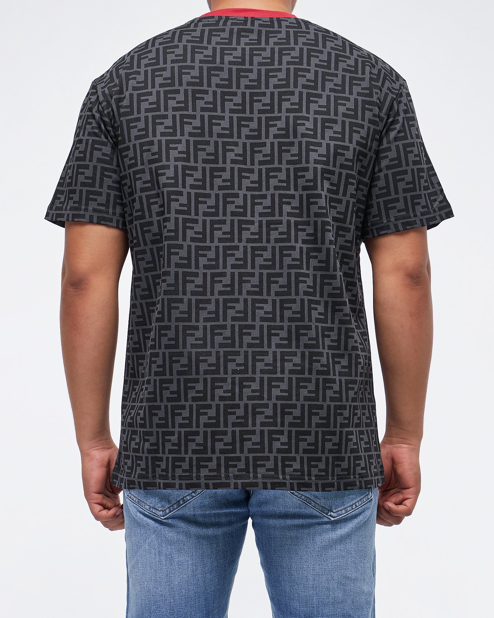 MOI OUTFIT-FF Monogram Over Printed Men T-Shirt 25.90