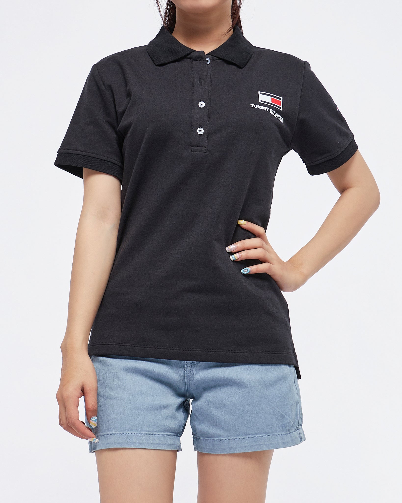 MOI OUTFIT-Flag Printed Lady Polo Shirt 12.50