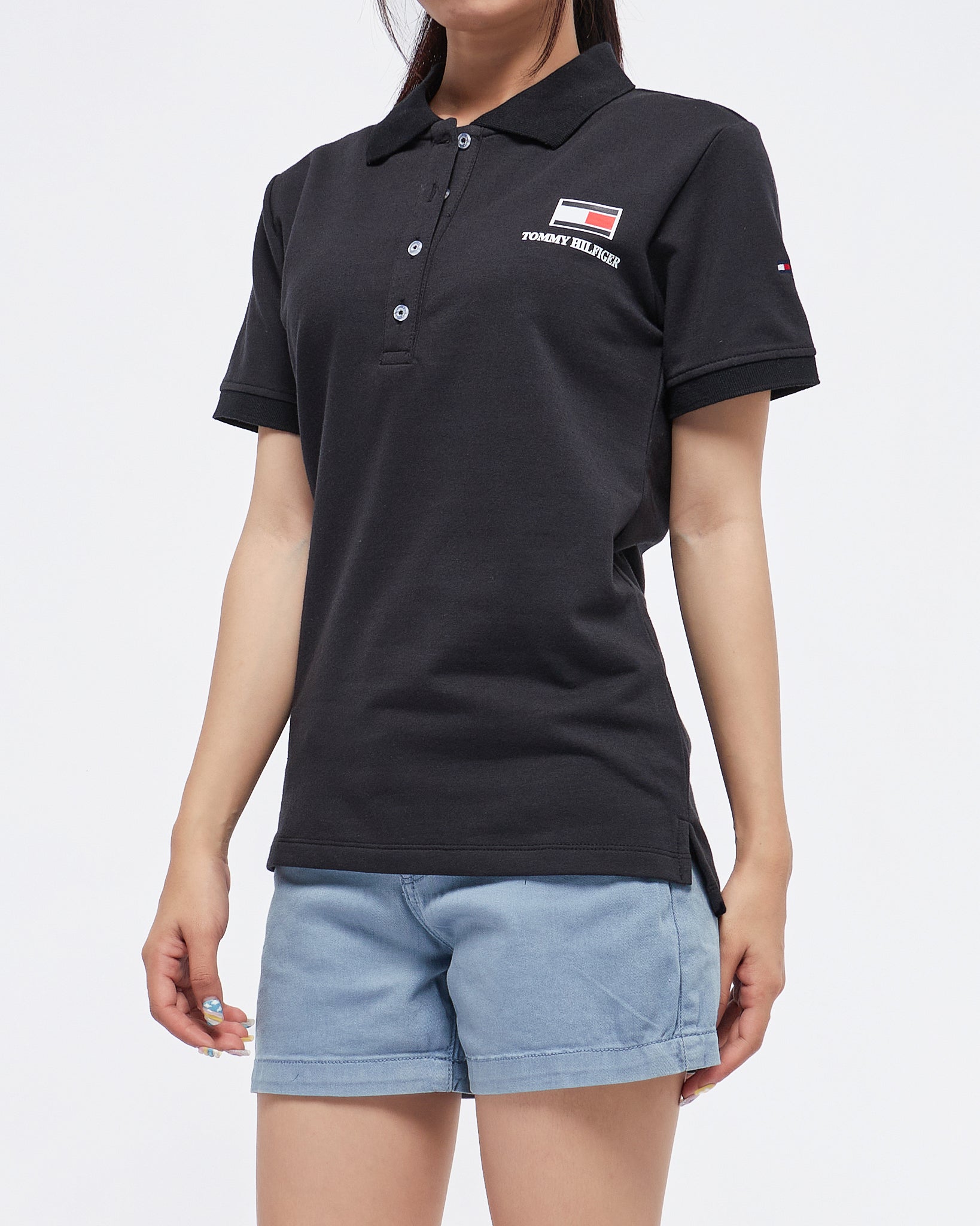 MOI OUTFIT-Flag Printed Lady Polo Shirt 12.50
