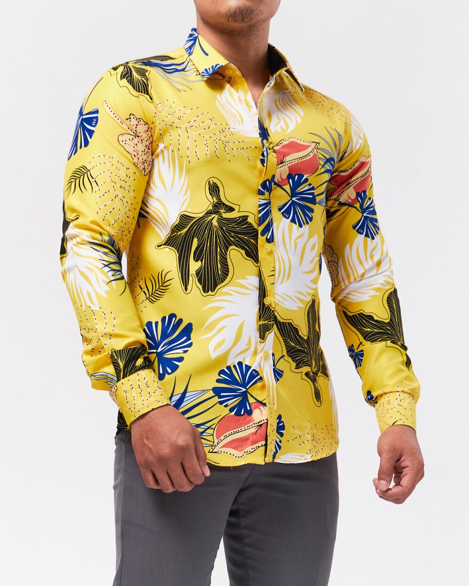 MOI OUTFIT-Floral Printed Men Shirt Long Sleeve 21.90