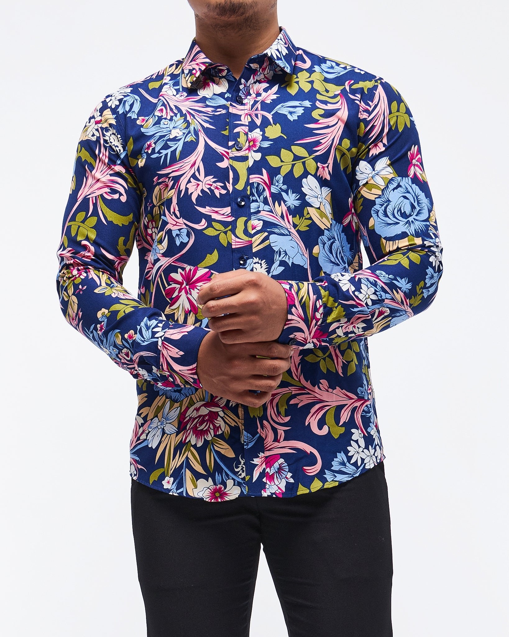 MOI OUTFIT-Floral Printed Men Shirt Long Sleeve 21.90