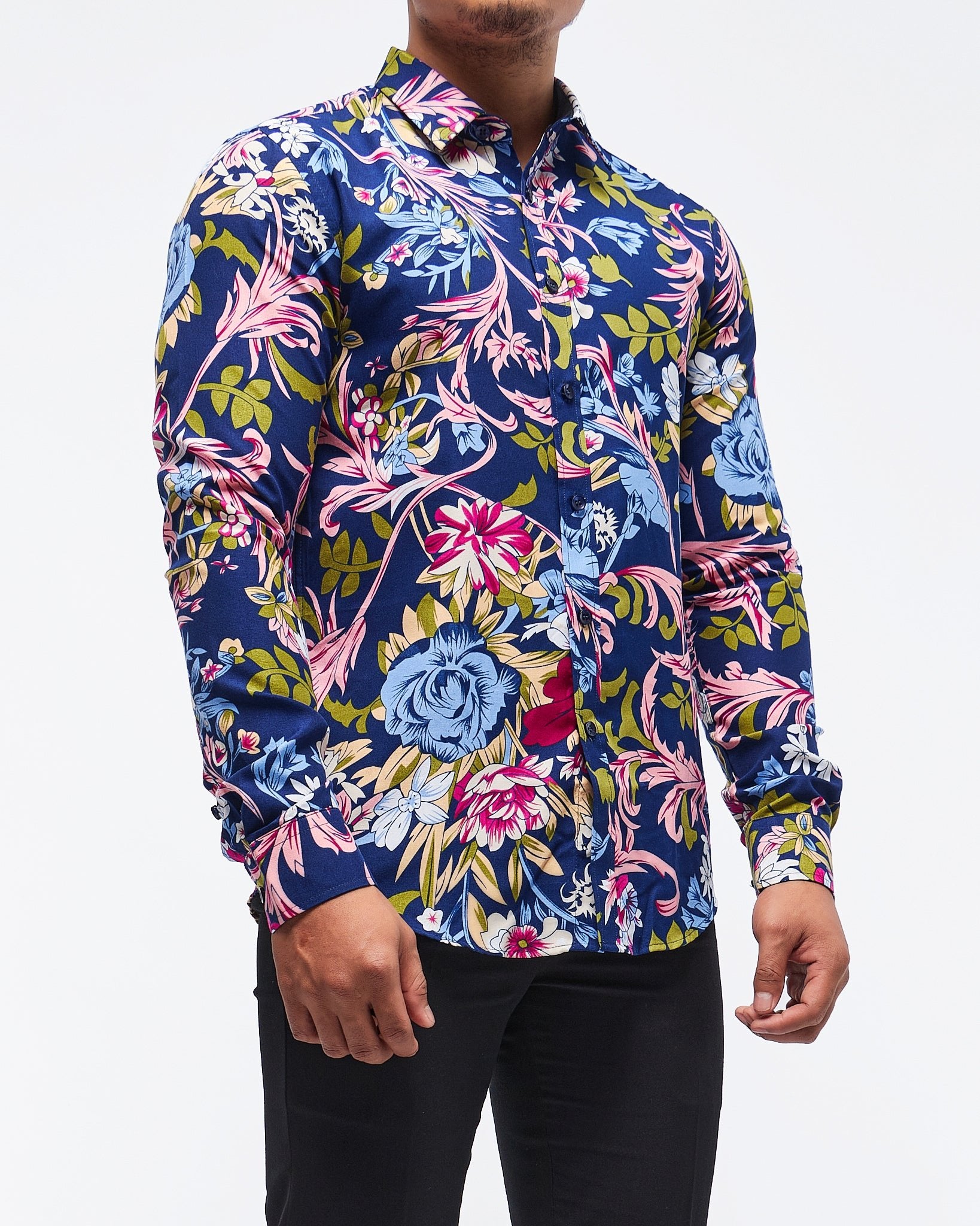 MOI OUTFIT-Floral Printed Men Shirt Long Sleeve 21.90