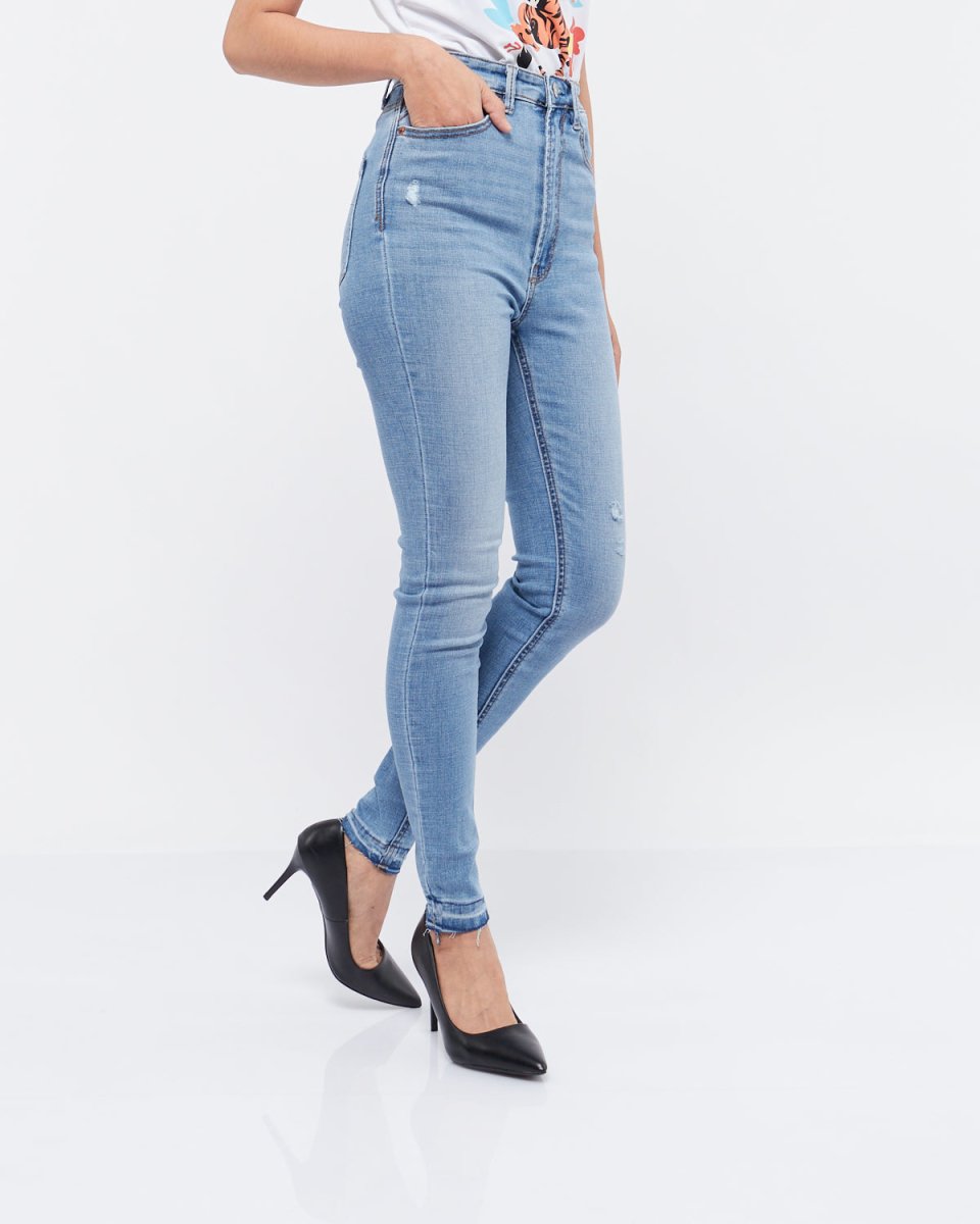 MOI OUTFIT-High Waist Distressed Slim Fit Lady Jeans 18.90