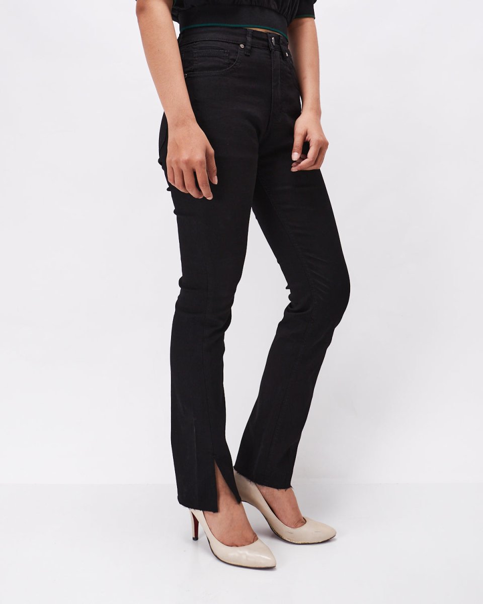 MOI OUTFIT-High Waist Raw Hem Lady Straight Leg Jeans 18.90