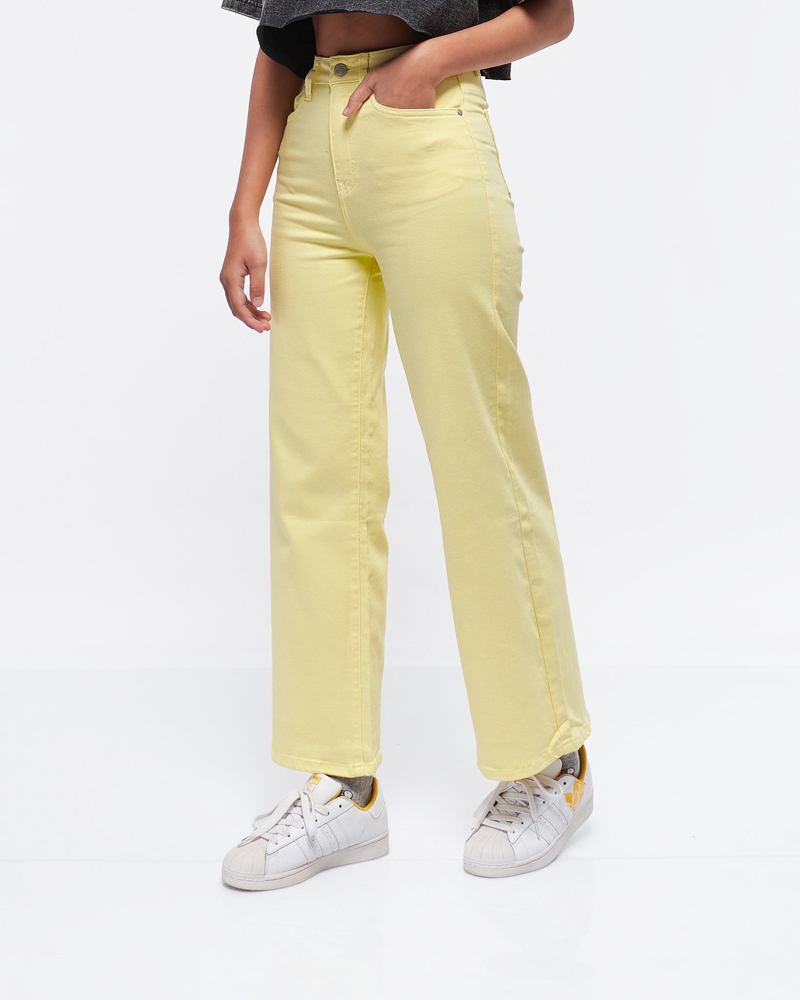 MOI OUTFIT-High Waist Wide Leg Lady Jeans 21.50