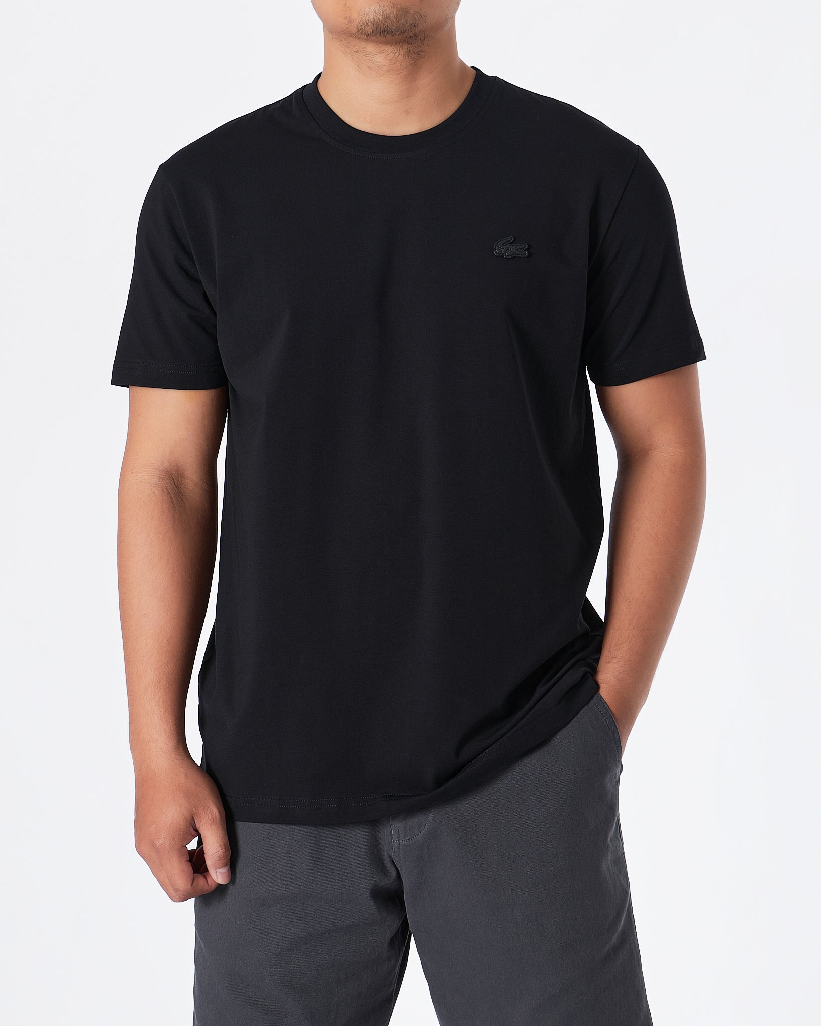 MOI OUTFIT-LAC Plain Men Black T-Shirt 15.90