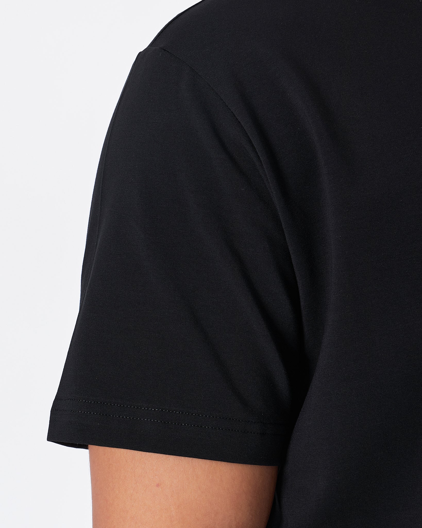 MOI OUTFIT-LAC Plain Men Black T-Shirt 15.90
