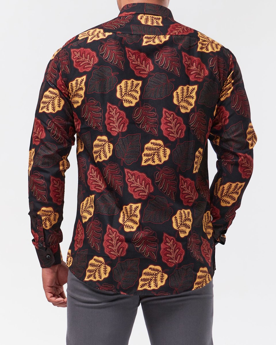 MOI OUTFIT-Leaf Over Printed Men Shirt Long Sleeve 21.90