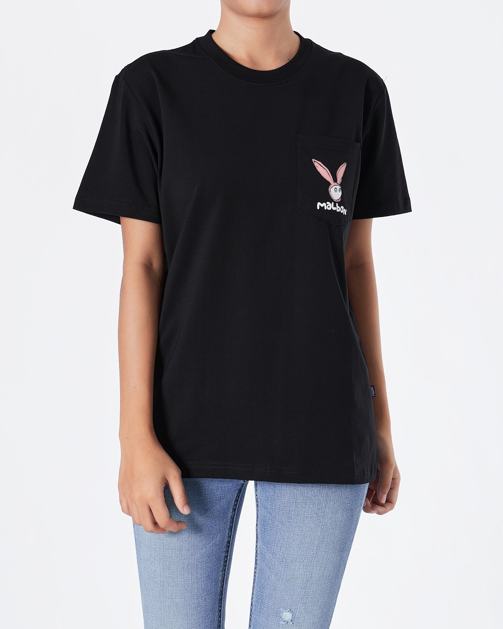 MOI OUTFIT-MAL Bunny Back Printed Unisex Black T-Shirt 17.90
