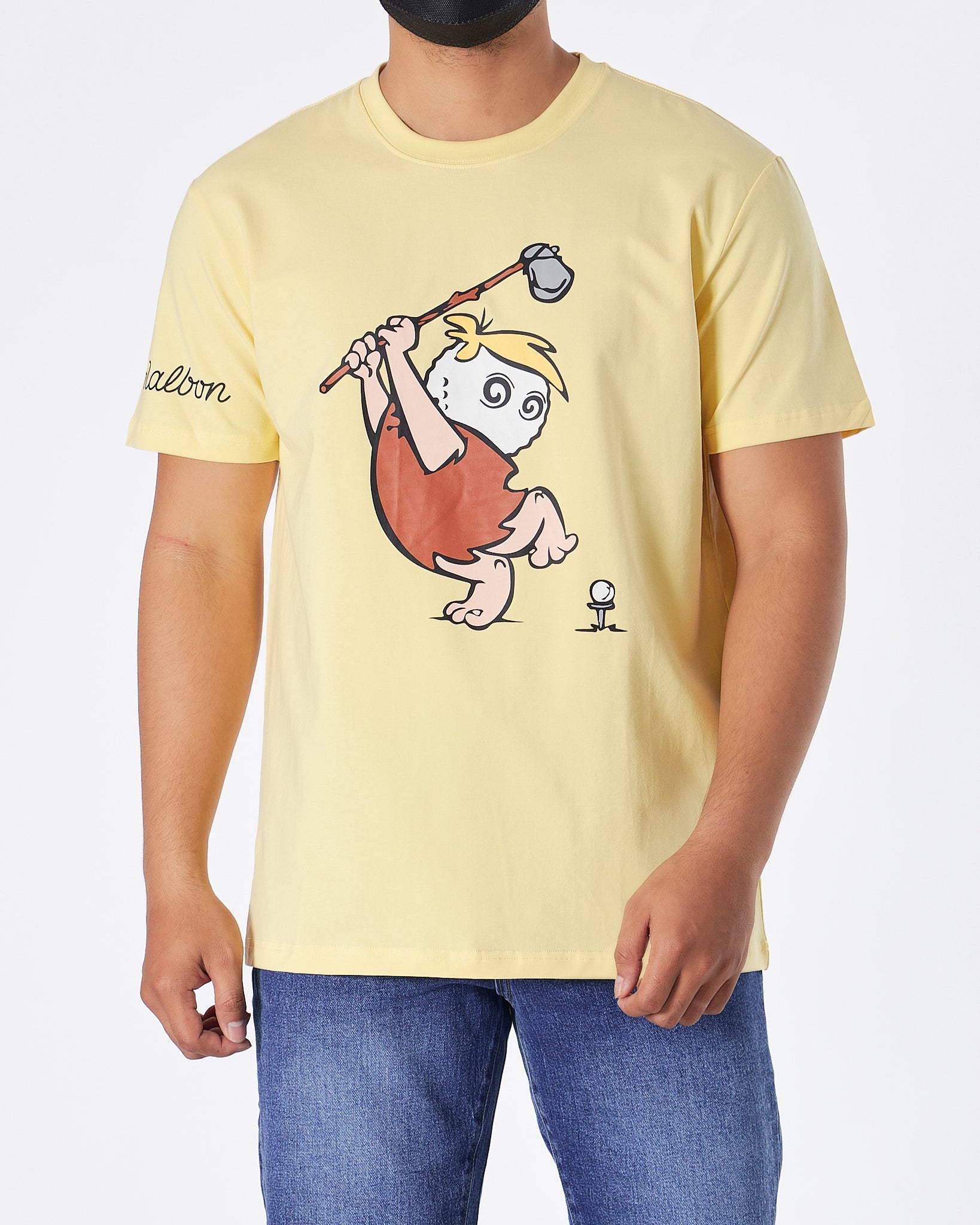 MOI OUTFIT-Malbon Cartoon Men Yellow T-Shirt 16.90