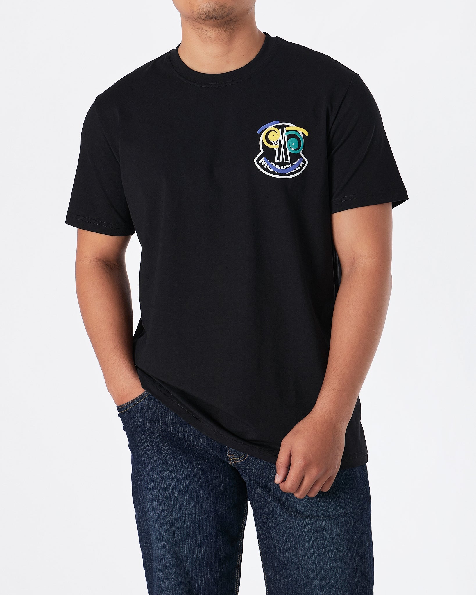 MOI OUTFIT-MON Round Back Printed Men Black T-Shirt 19.90