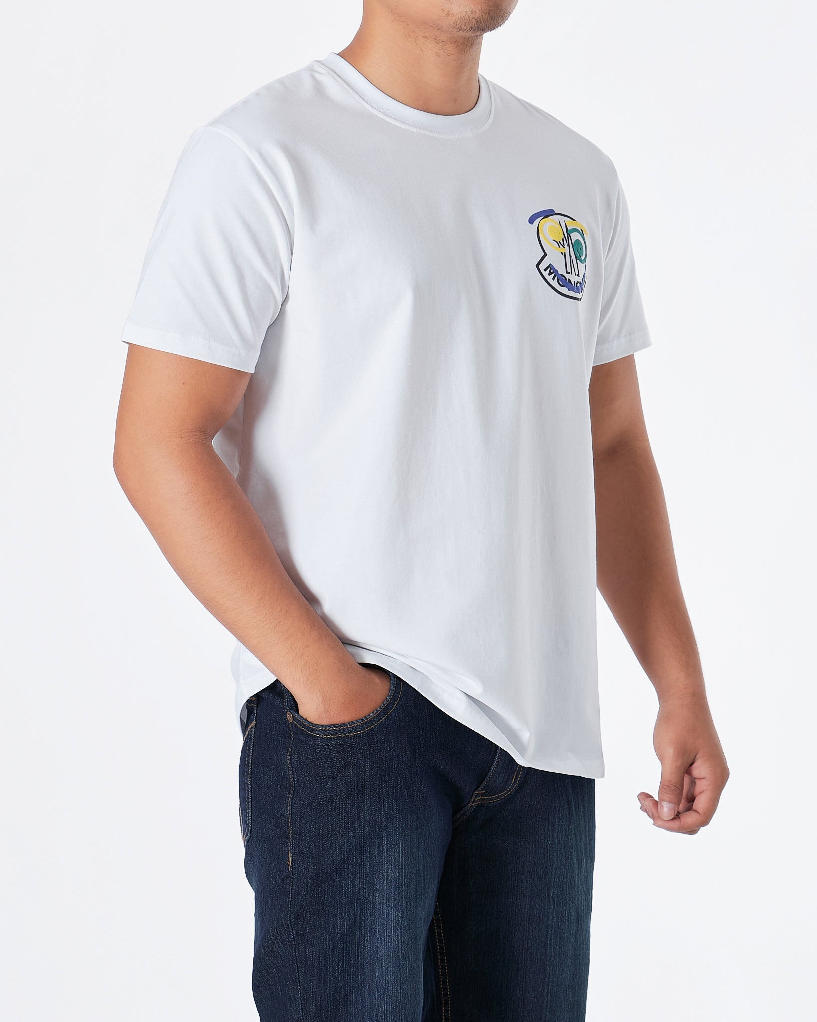MOI OUTFIT-MON Round Back Printed Men White T-Shirt 19.90