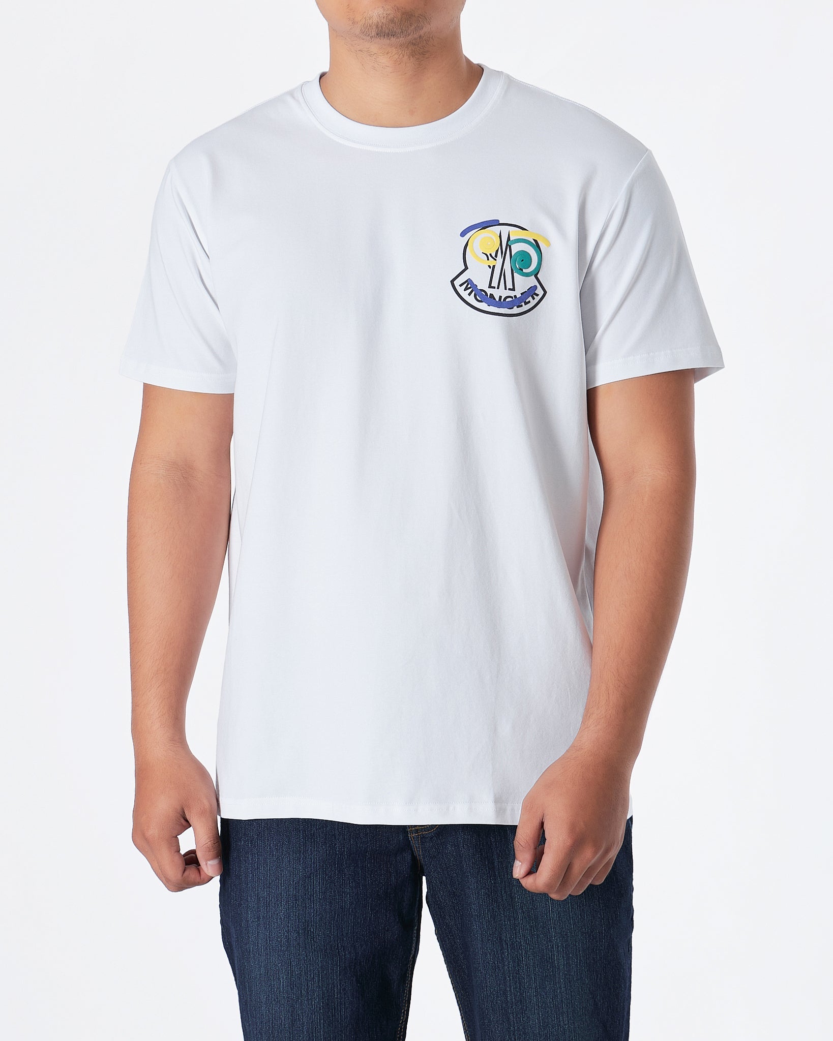 MOI OUTFIT-MON Round Back Printed Men White T-Shirt 19.90