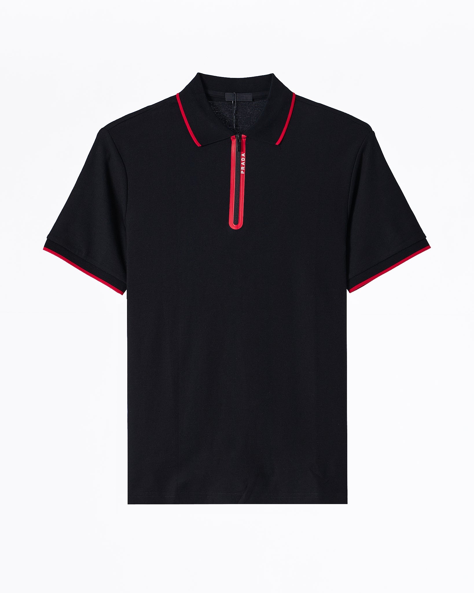 MOI OUTFIT-PRA Zip Collar Men Black Polo Shirt 62.90