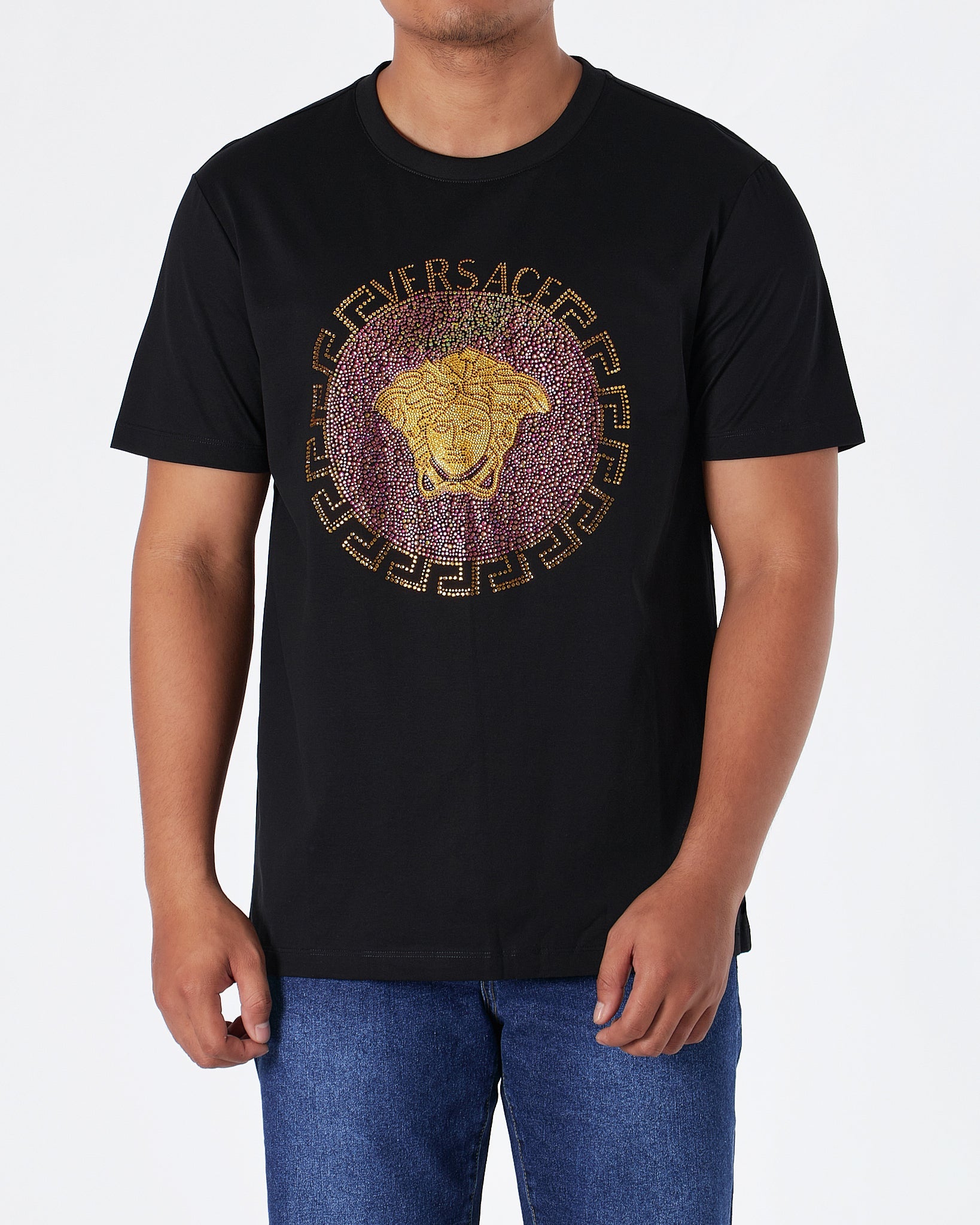 MOI OUTFIT-Rhinestone Medusa Printed Men T-Shirt 64.90