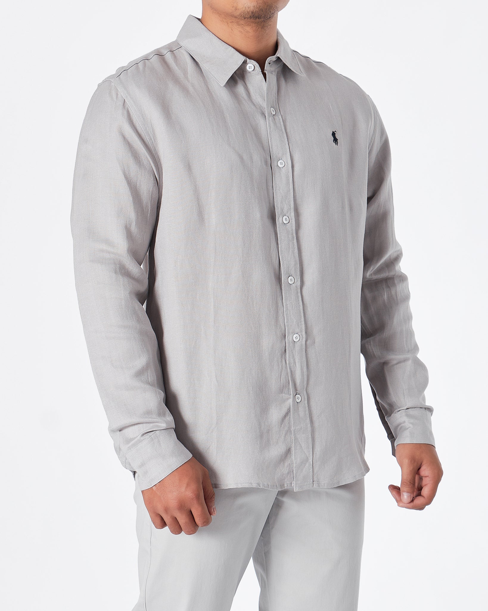 MOI OUTFIT-RL Cotton Men Grey Shirts Long Sleeve 30.90