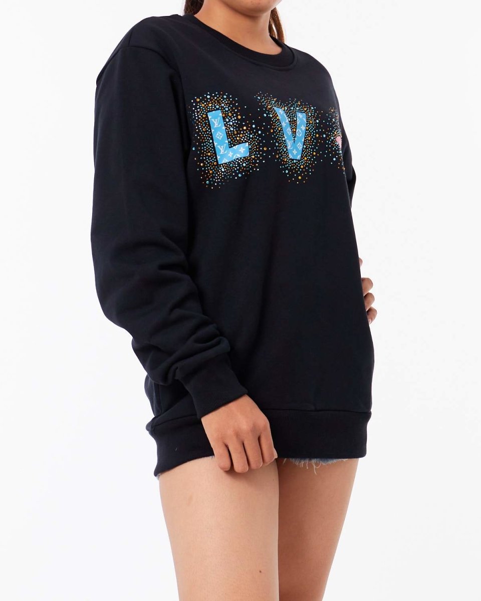 LV Monogram Over Printed Men Black Sweater 32.90