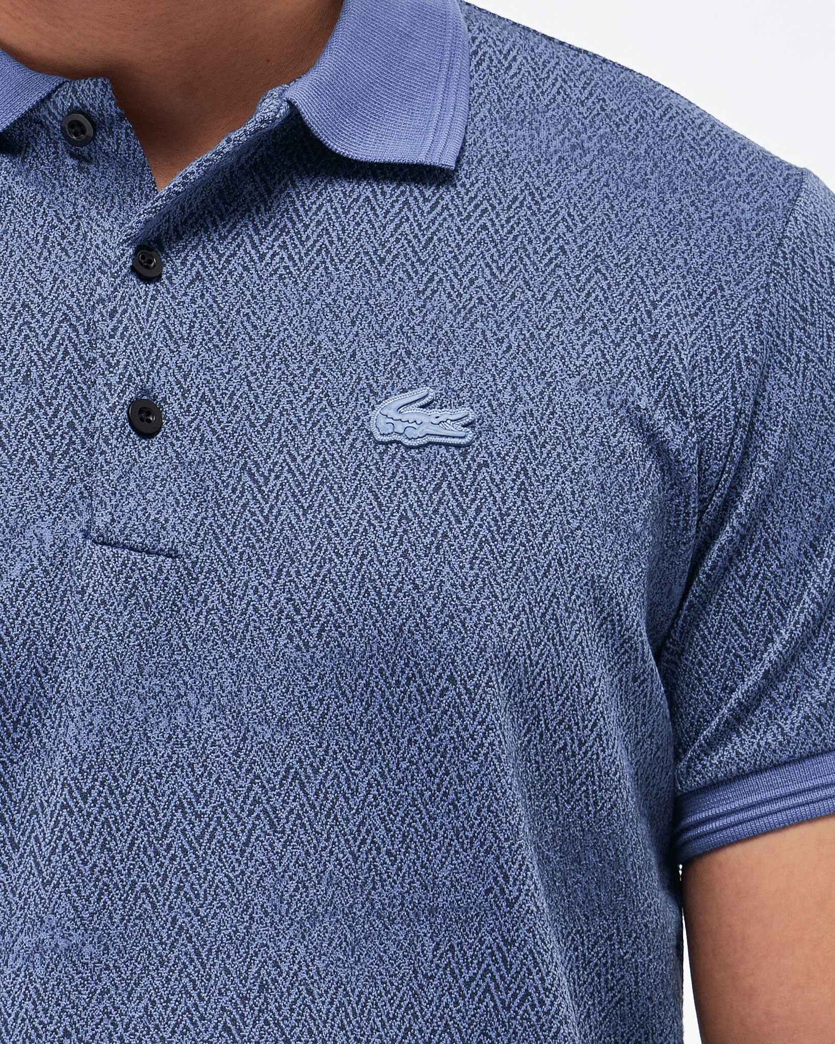 MOI OUTFIT-Texture Pattern Logo Embroidered Men Polo Shirt 18.90