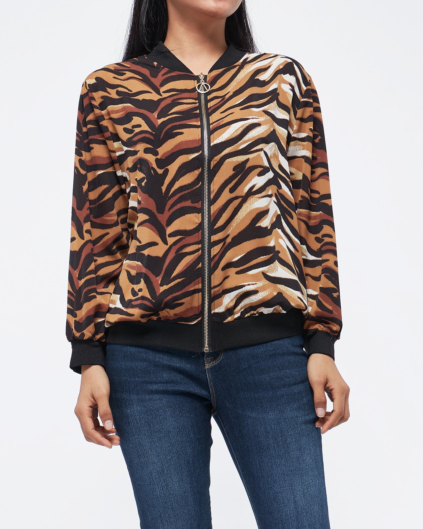 MOI OUTFIT-Tiger Skin Pattern Lady Jacket 17.90