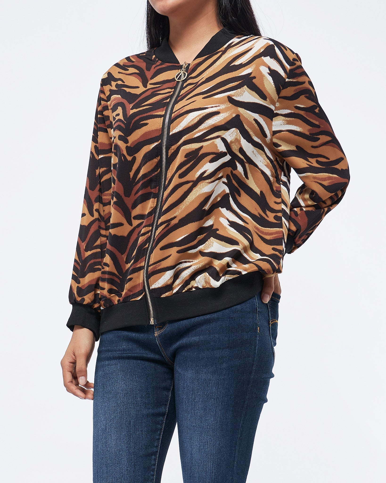 MOI OUTFIT-Tiger Skin Pattern Lady Jacket 17.90
