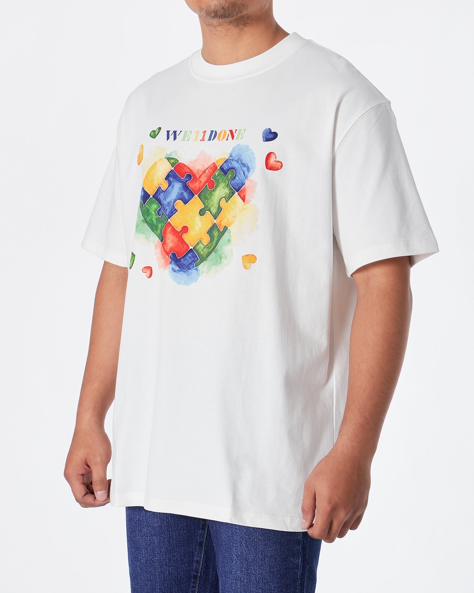 MOI OUTFIT-WE1 Purple Heart Men White T-Shirt 25.90