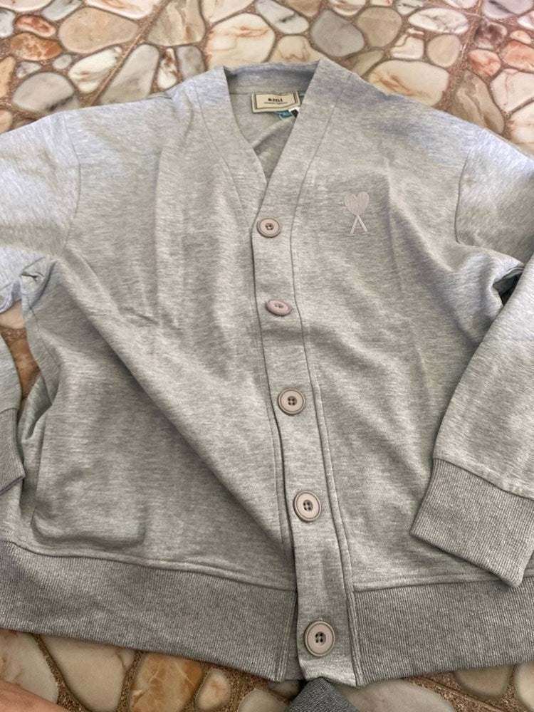 AMI Logo Embroidered Men Grey Jacket 23.90