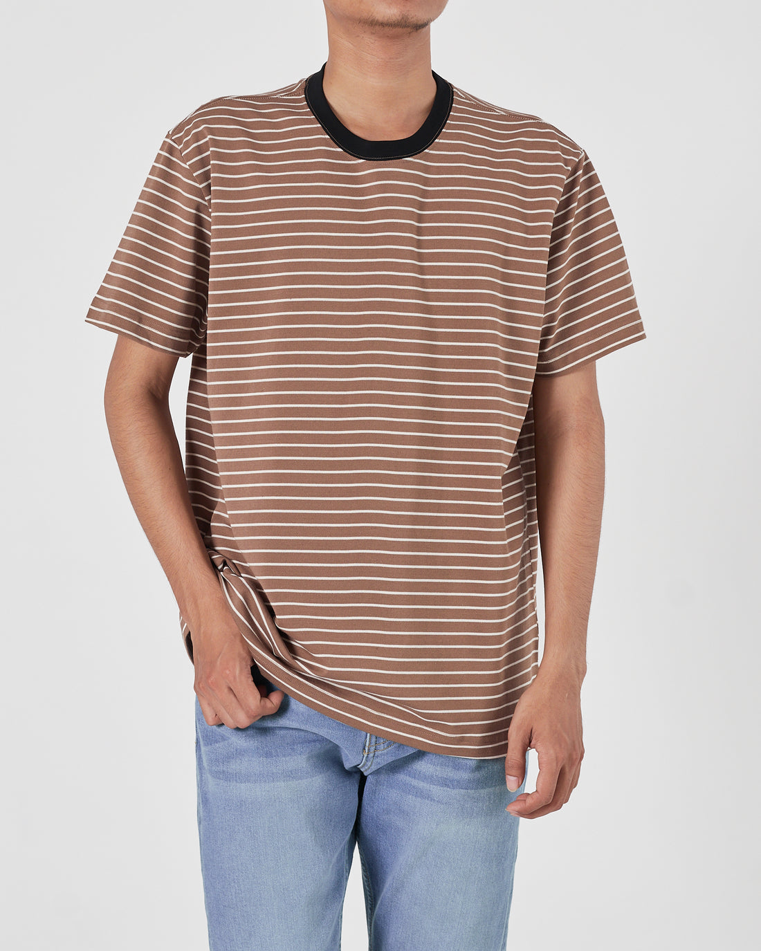 ARM AX Men Sriped Brown  T-Shirt 14.90