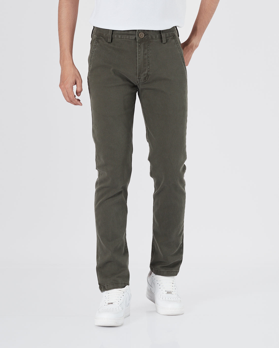 HUG Straight Fit Men Dark Green Khaki Pants 25.90