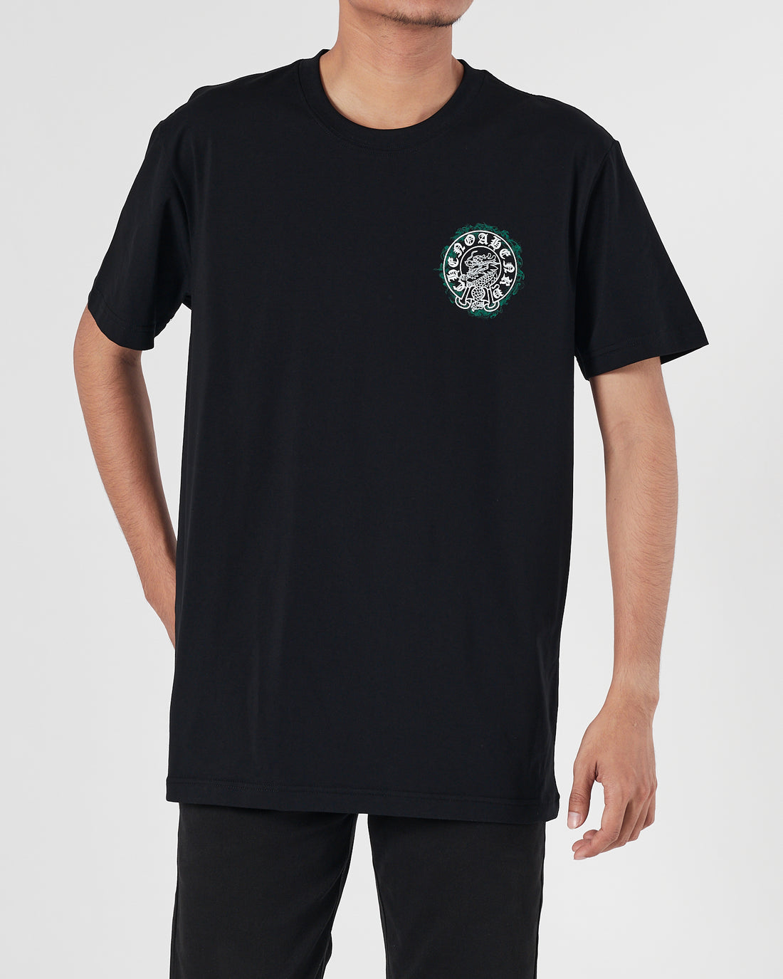 CH Front Back Dragon Printed Men Black T-Shirt 15.90
